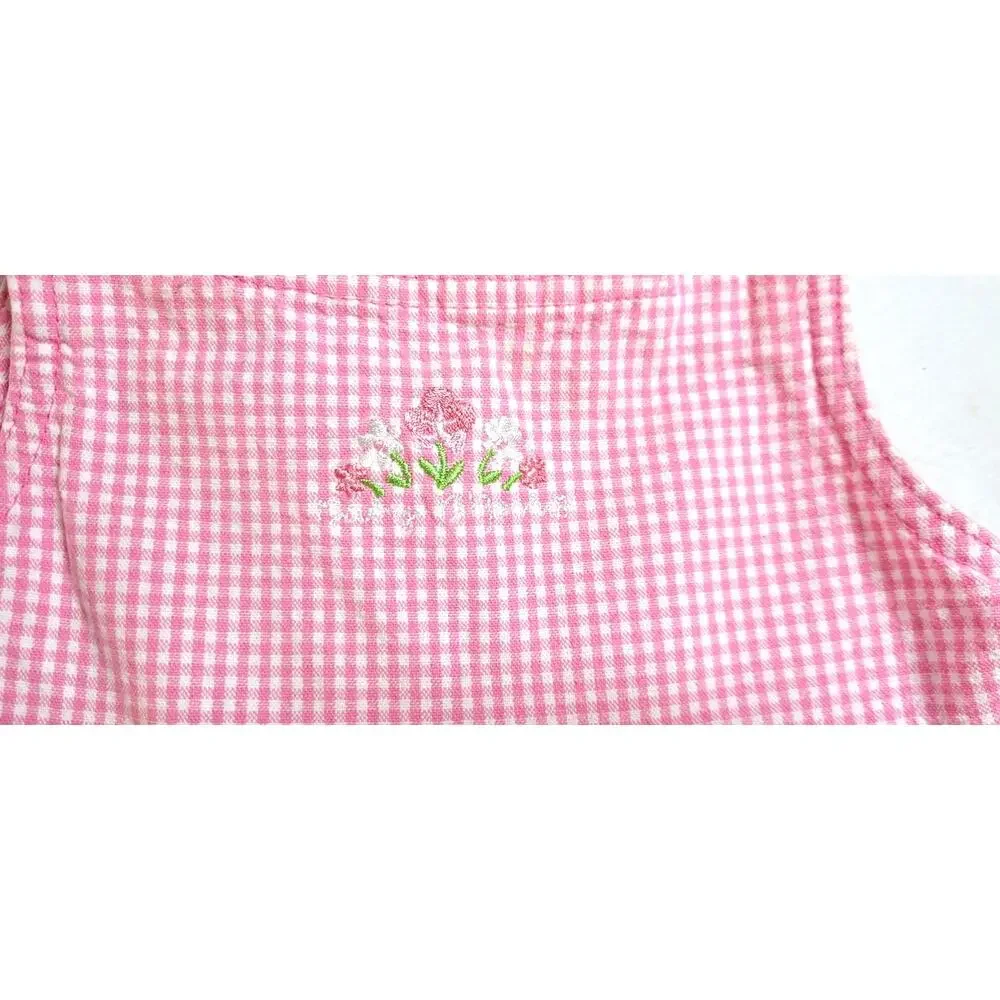 Baby B'Gosh Oshkosh Pink Gingham Sleeveless Dress 18 Mos 100% Cotton Vtg Summer